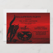 Halloween Party Evil Black Cat Pumpkin Red Scary Kaart (Achterkant)