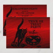 Halloween Party Evil Black Cat Pumpkin Red Scary Kaart (Voorkant / Achterkant)
