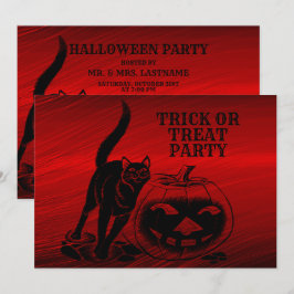 Halloween Party Evil Black Cat Pumpkin Red Scary Kaart