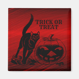 Halloween Party Evil Black Cat Pumpkin Red Scary Magneet