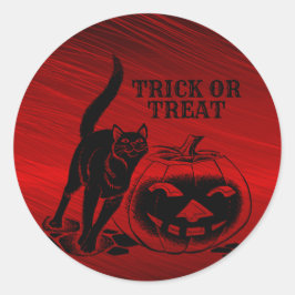 Halloween Party Evil Black Cat Pumpkin Red Scary Ronde Sticker