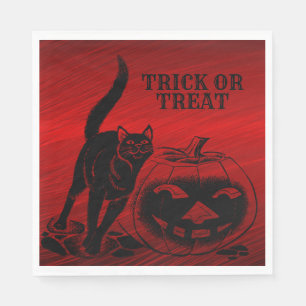 Halloween Party Evil Black Cat Pumpkin Red Scary Servet