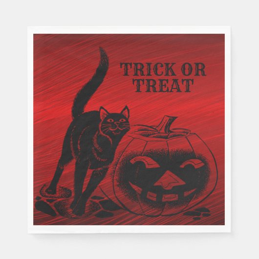 Halloween Party Evil Black Cat Pumpkin Red Scary Servet (Voorkant)