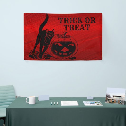 Halloween Party Evil Black Cat Pumpkin Red Scary Spandoek (Beurs)