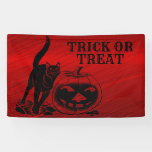 Halloween Party Evil Black Cat Pumpkin Red Scary Spandoek