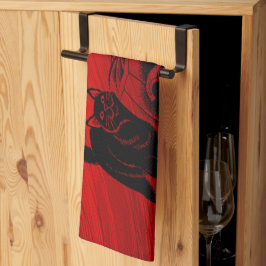 Halloween Party Evil Black Cat Pumpkin Red Scary Theedoek