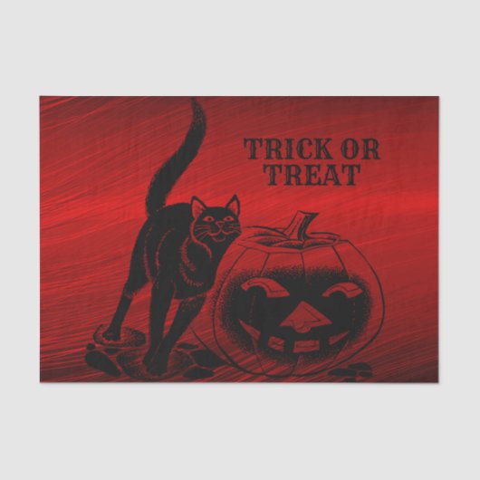Halloween Party Evil Black Cat Pumpkin Red Scary Tissuepapier (Voorkant)