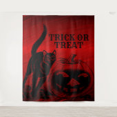 Halloween Party Evil Black Cat Pumpkin Red Scary Wandkleed (Voorkant)