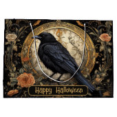 Halloween Party Evil Black Crow Oranje Bloemen Groot Cadeauzakje (Achterkant)