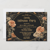 Halloween Party Evil Black Crow Oranje Bloemen Kaart (Achterkant)