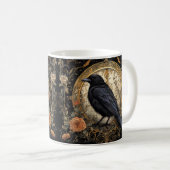 Halloween Party Evil Black Crow Oranje Bloemen Koffiemok (Voorkant rechts)