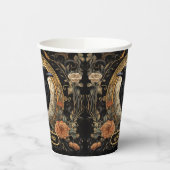 Halloween Party Evil Black Crow Oranje Bloemen Papieren Bekers (Links)