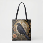 Halloween Party Evil Black Crow Oranje Bloemen Tote Bag (Voorkant)