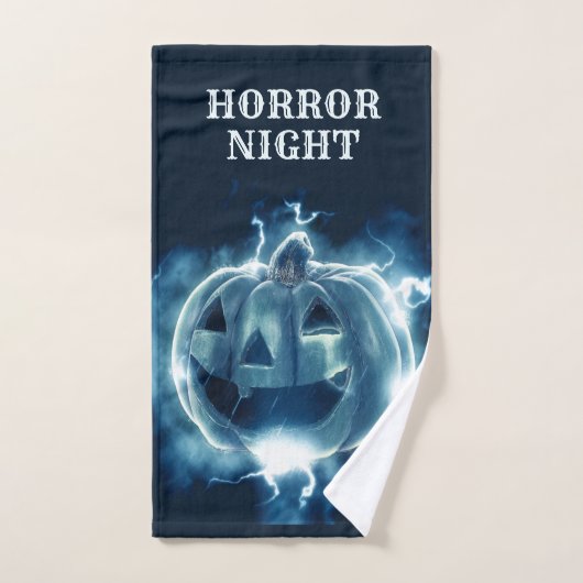 Halloween Party Evil Blue Pumpkin Horror Bad Handdoek (Handdoek)