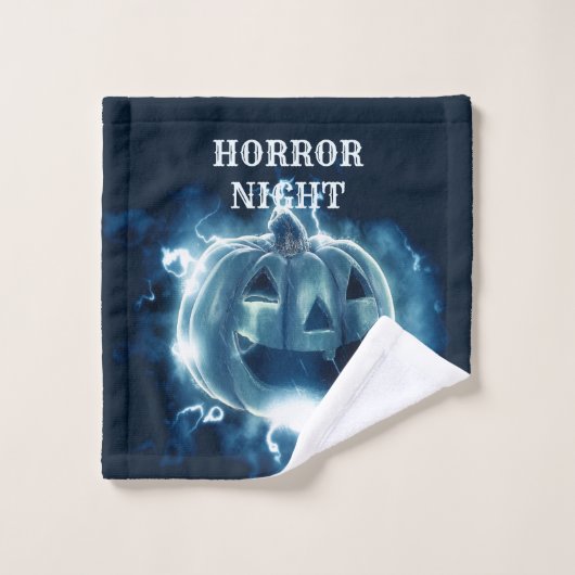 Halloween Party Evil Blue Pumpkin Horror Bad Handdoek (Wasdoekje)