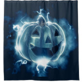 Halloween Party Evil Blue Pumpkin Horror Douchegordijn (Voorkant)