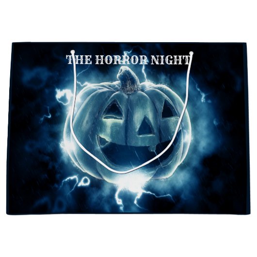 Halloween Party Evil Blue Pumpkin Horror Groot Cadeauzakje (Voorkant)