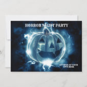 Halloween Party Evil Blue Pumpkin Horror Kaart (Voorkant)