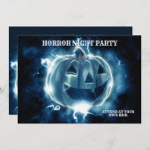 Halloween Party Evil Blue Pumpkin Horror Kaart (Voorkant / Achterkant)