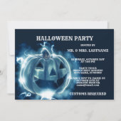 Halloween Party Evil Blue Pumpkin Horror Kaart (Achterkant)