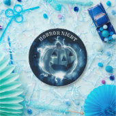 Halloween Party Evil Blue Pumpkin Horror Papieren Bordje (Feest)
