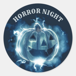 Halloween Party Evil Blue Pumpkin Horror Ronde Sticker