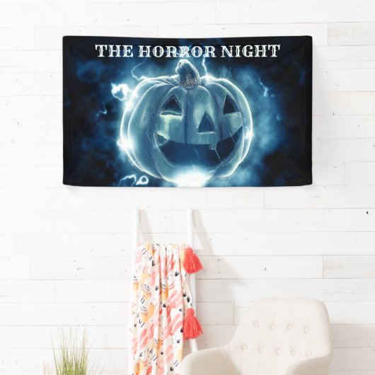 Halloween Party Evil Blue Pumpkin Horror Spandoek (Insitu)