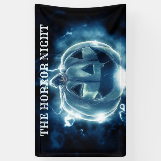 Halloween Party Evil Blue Pumpkin Horror Spandoek (Verticaal)