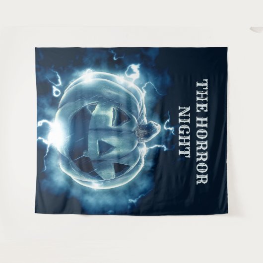 Halloween Party Evil Blue Pumpkin Horror Wandkleed (Voorkant (horizontaal))