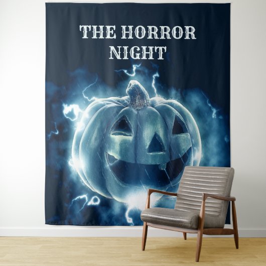 Halloween Party Evil Blue Pumpkin Horror Wandkleed (In situ)
