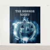 Halloween Party Evil Blue Pumpkin Horror Wandkleed (Voorkant)
