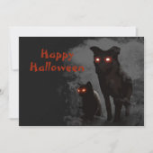 Halloween Party Evil Zwarte Kat En Hond Kaart (Voorkant)
