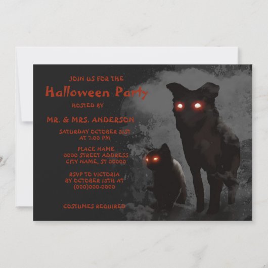 Halloween Party Evil Zwarte Kat En Hond Kaart (Achterkant)