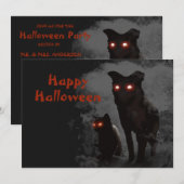 Halloween Party Evil Zwarte Kat En Hond Kaart (Voorkant / Achterkant)