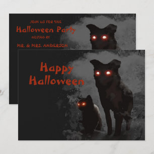 Halloween Party Evil Zwarte Kat En Hond Kaart