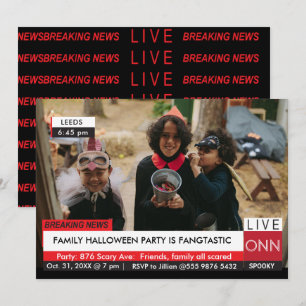 Halloween Party Family Breaking TV News Fabulous Kaart