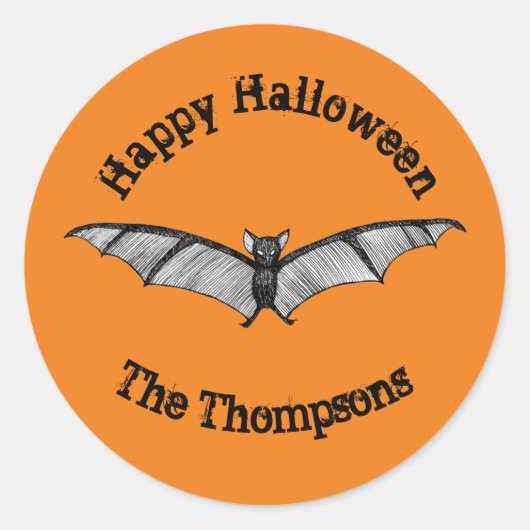 Halloween Party Favoriet Gothic Bat Ronde Sticker (Voorkant)