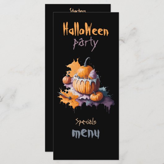 Halloween party Flat Menu zwarte achtergrond (Voorkant / Achterkant)