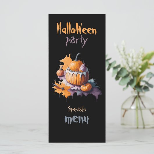 Halloween party Flat Menu zwarte achtergrond (Staand voorkant)