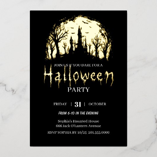 Halloween Party Folie Uitnodiging (Voorkant)