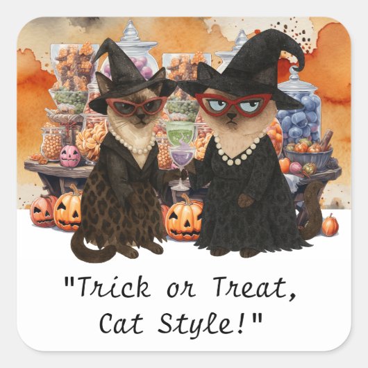 Halloween Party for Siamese Cat lovers Vierkante Sticker (Voorkant)