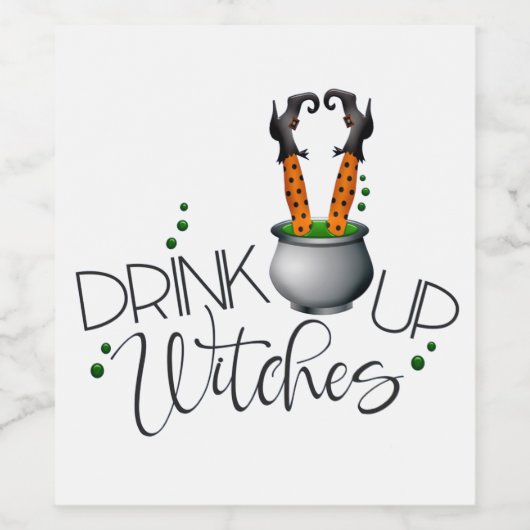 Halloween Party Fun Girls Drink Up Witches Label Wijn Etiket (Enkel label)