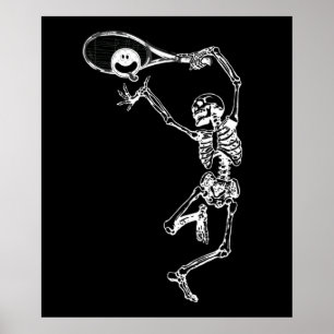 Halloween Party Funny Pickleball Skeleton Player Poster