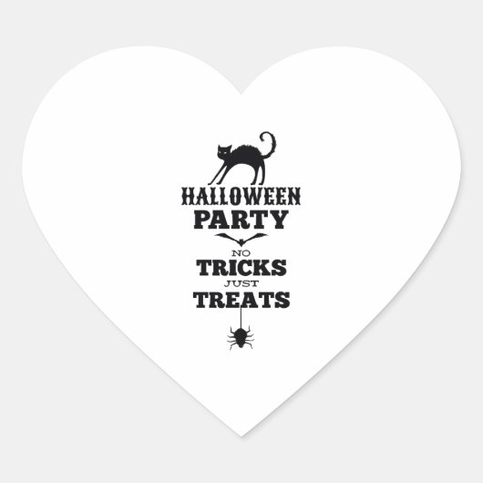 Halloween party gaat niet alleen over trucjes grap hart sticker (Voorkant)
