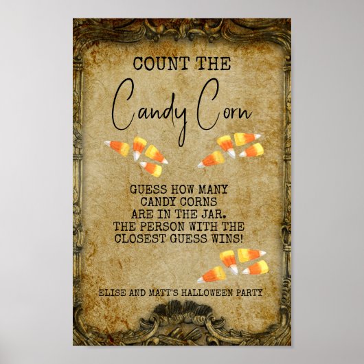 Halloween Party Game Count de Candy Corn Poster (Voorkant)