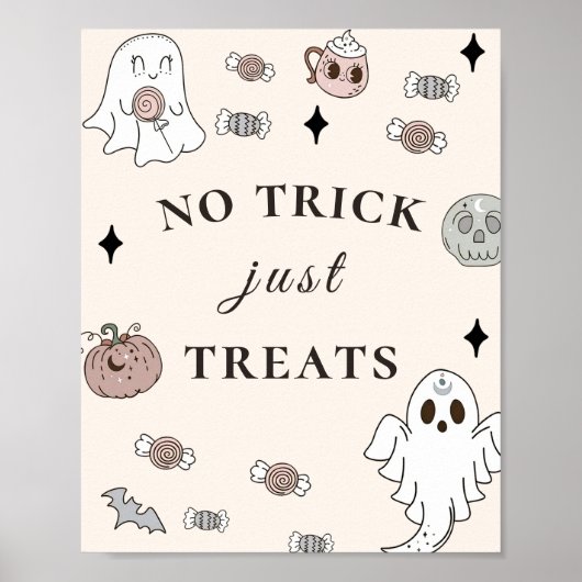 Halloween Party Geen Trick Alleen Treats Teken Poster (Voorkant)
