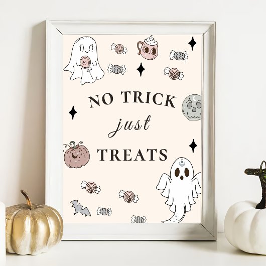 Halloween Party Geen Trick Alleen Treats Teken Poster
