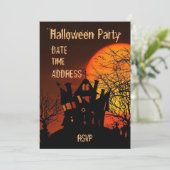 Halloween party Gehakt huis zwart en oranje Kaart (Staand voorkant)