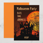 Halloween party Gehakt huis zwart en oranje Kaart (Voorkant / Achterkant)