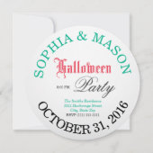 Halloween Party. Gepersonaliseerde Spooky Green Ey Kaart (Achterkant)